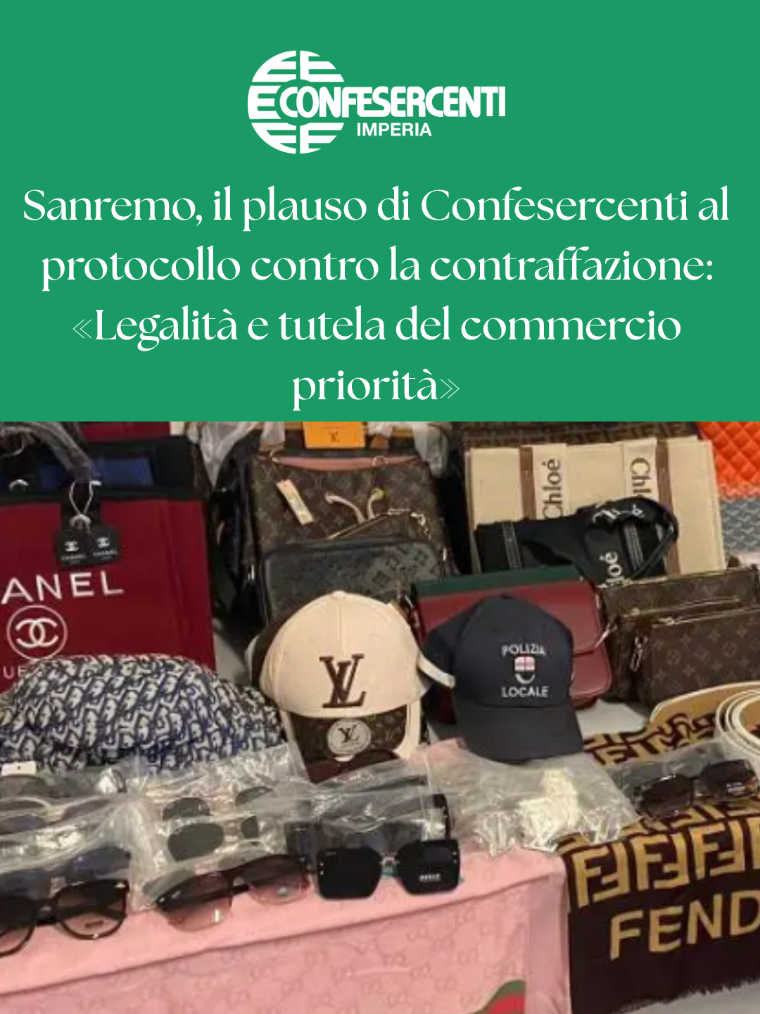 Sanremo, il plauso di Confesercenti al protocollo contro la contraffazione: «Legalità e tutela del commercio priorità»